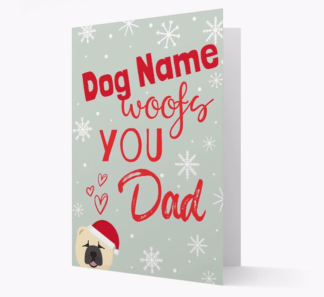 'I Woof You Dad' Card with your {breedFullName} Christmas Icon
